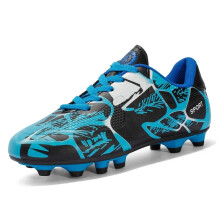 (Blue FG, 35) New Men Kids Soccer Shoes Cleats Ultralight Non-Slip Grass Adult Professional Football Boots Boys Training Shoes