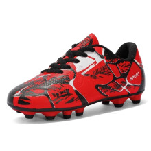 (Red FG, 33) New Men Kids Soccer Shoes Cleats Ultralight Non-Slip Grass Adult Professional Football Boots Boys Training Shoes