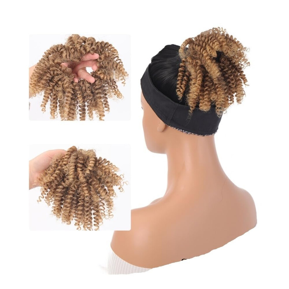 Unisex Brown Hair Bun Extension Screw Curl Ponytail For Women Quick Hairstyle Comfortable Wear