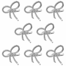 Set of 8 New Year Bowknot Napkin Rings  Holder For-silver