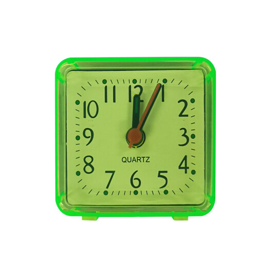 Mini Square Alarm Clock Compacts Increasing Sound Snoozes-Green