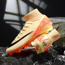 (Orange FG, 41) New Men Women Professional Football Boots Training Cleats Sport Sneakers Trainer Lightweight Grass Soccer Shoes
