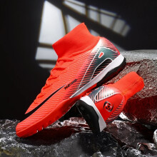 (Red TF, 37) New Men Women Professional Football Boots Training Cleats Sport Sneakers Trainer Lightweight Grass Soccer Shoes