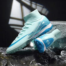(Blue TF, 36) New Men Women Professional Football Boots Training Cleats Sport Sneakers Trainer Lightweight Grass Soccer Shoes