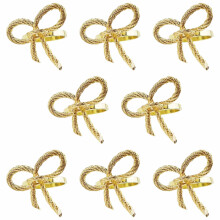 8 PCS Bowknot Napkin Rings Gold Silver Napkin Holder Party-gold