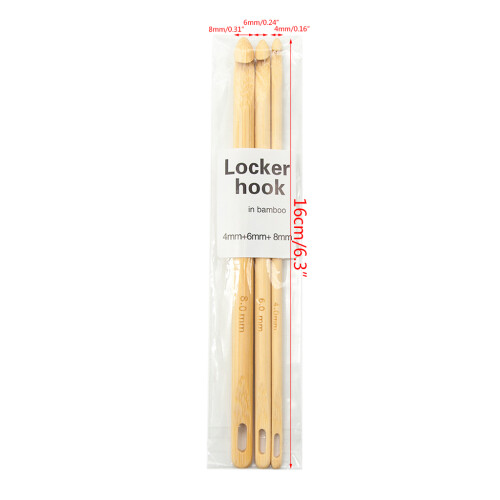 3pcs 4/6/8mm Wooden Locker Hook Set Crochet Thread-Light Grey 1