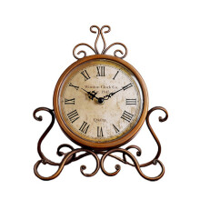Battery Operated Silent Table Clock Vintage Retro Iron Ornament
