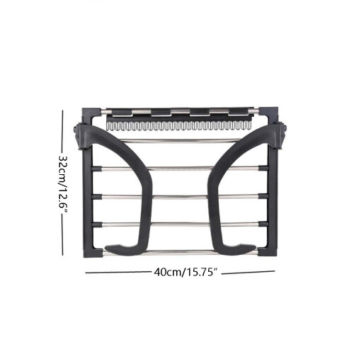 Multi-function Balcony Folding Shoes Towel Drying Rack-Black 1