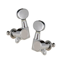 Electric &amp; Acoustic Guitar Tuning Pegs Chrome Silver Oval Buttons 6pcs