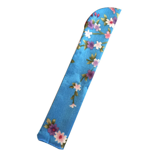Elegant Folding Hand Fan Bag Holder Dustproof Protector-Blue