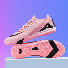 (Pink TF, 40) New Men Football Boots Adult Training Sport Soccer Shoes Cleats Boys Outdoor Long Spikes Non Slip Breathable Match