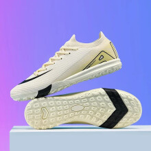 (Beige TF, 42) New Men Football Boots Adult Training Sport Soccer Shoes Cleats Boys Outdoor Long Spikes Non Slip Breathable Match