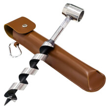 Bushcraft Gear Hand Auger Drill - Scotch Eye Wood Auger Bit with Leather Case for Camping, Backpacking, Hiking