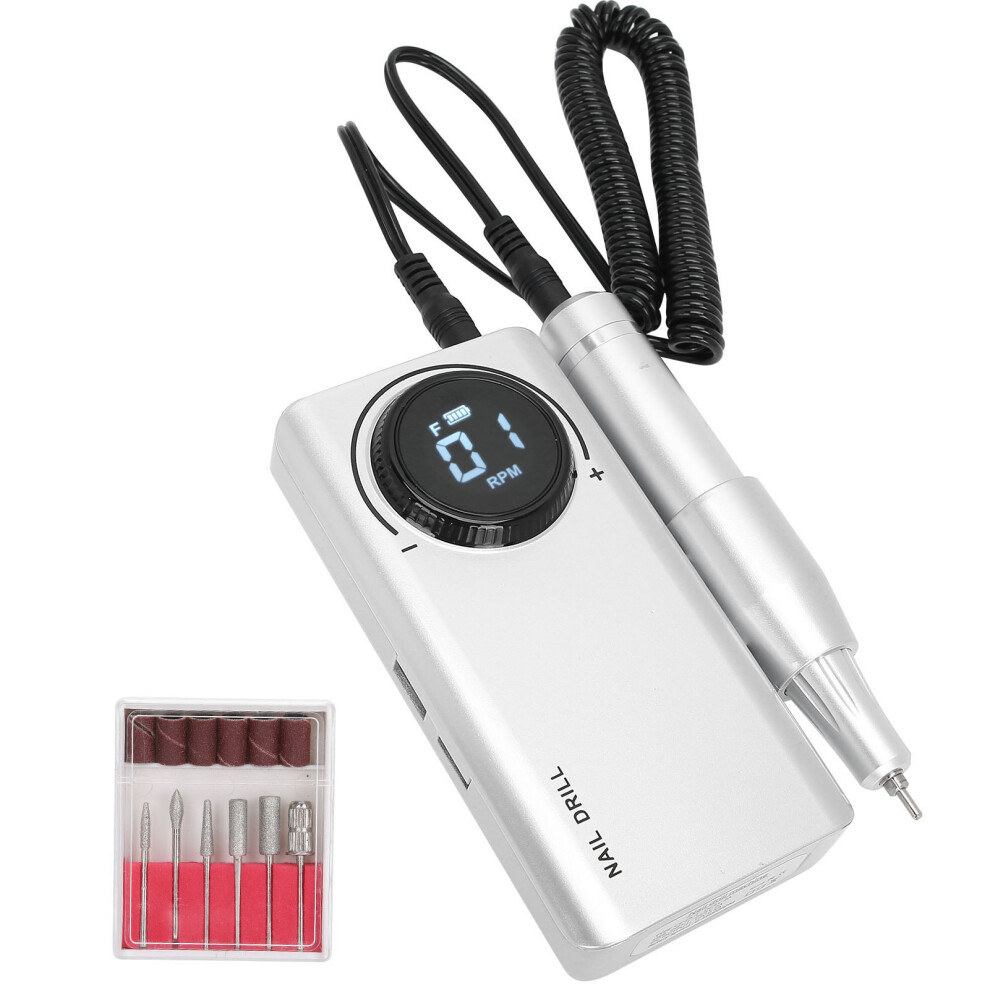 Gray Rechargeable 35000Rpm Nail Drill Pen Portable 40W With Lcd Display