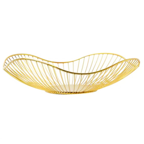 Iron Fruit Basket Fruit Container Bowl Home Drain Display Basket Table Bread Snacks Tray Storage Snacks Short Gold