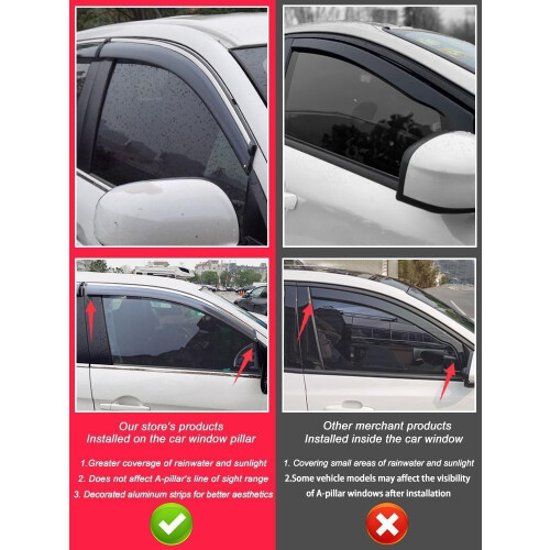 Car Front Rear Wind Deflectors, Side Window Air Deflectors, Sun Visor Rain Guards 1