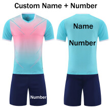 (Blue Custom Price, XS Height 140-150CM) Soccer Jerseys Men Football Uniforms Set Kids New Sets Boys Survetement Adult Female