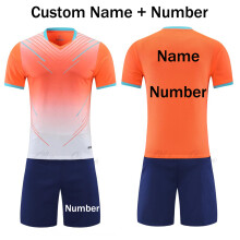 (Orange Custom Price, 3XS Height 120-130CM) Soccer Jerseys Men Football Uniforms Set Kids New Sets Boys Survetement Adult Female