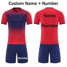 (Red Custom Price, 4XS Height 100-120CM) Soccer Jerseys Men Football Uniforms Set Kids New Sets Boys Survetement Adult Female