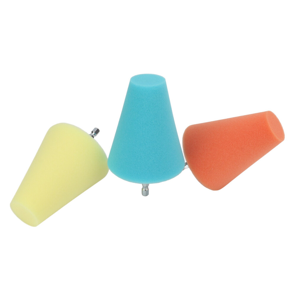 Vehicle Polishing Sponge Pads 3Pcs Conical Foam For Cars Boats & Motorcycles 9481375459586