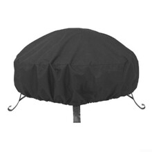 Fire Pit Cover Waterproof PVC Coating Round Heavy Duty Outdoor Protector with Adjustable Drawstring