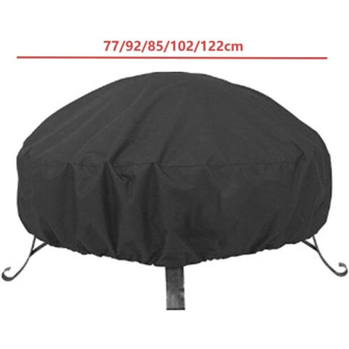 Fire Pit Cover Waterproof PVC Coating Round Heavy Duty Outdoor Protector with Adjustable Drawstring 2