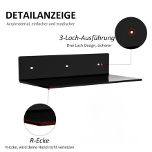 Acryl Zwevende Plank, Kleine Opbergrek, Wanddecoratie voor Badkamer, Woonkamer, Zwart