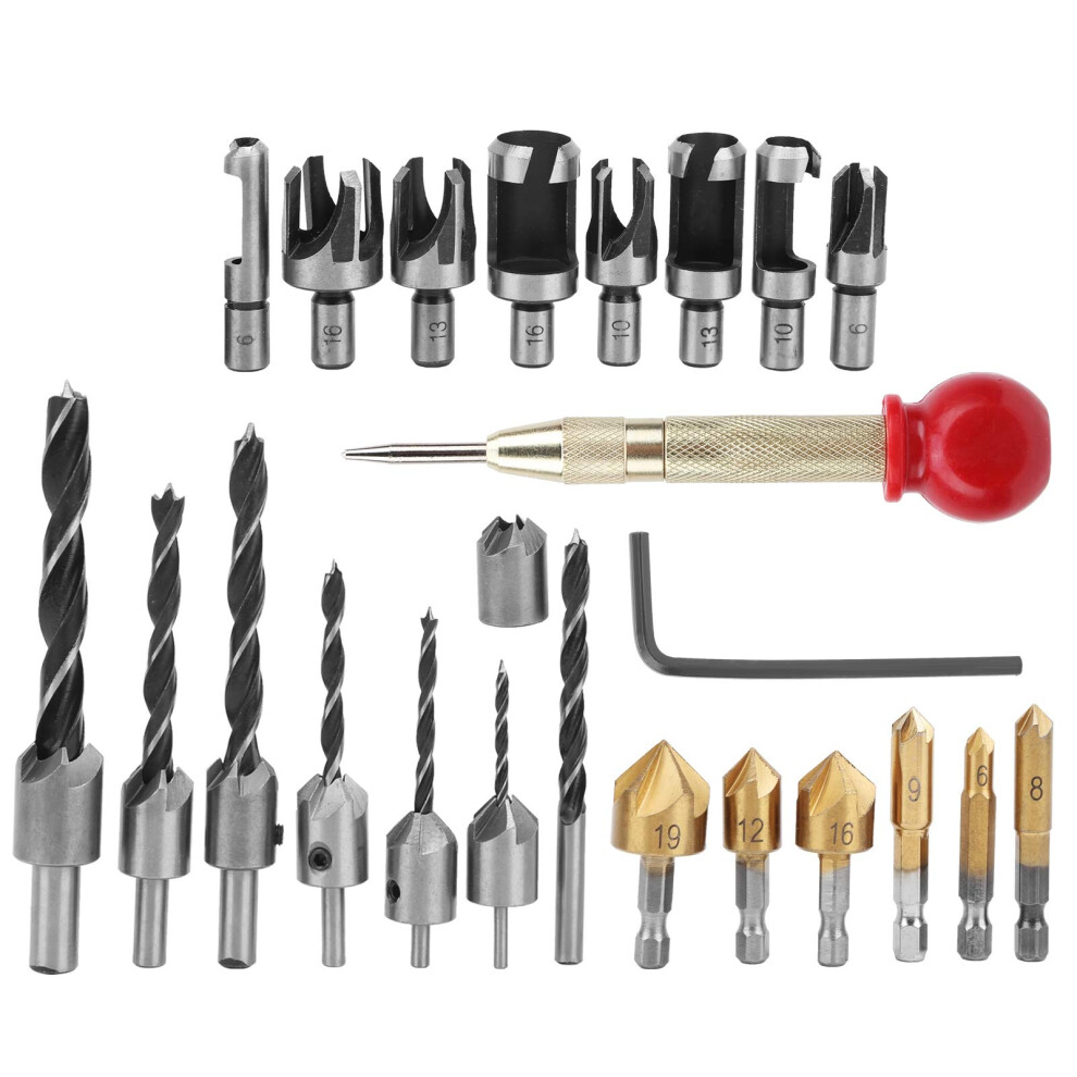 Woodworking Drilling Chamfer Countersink Tool Set For Woodworking, Industrial Grade, Countersink Bits, Assorted Sizes 9382693340559