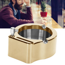 Gold Ashtray with Lighter Stainless Steel Wear Resistant Design
