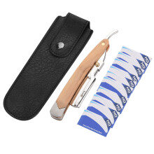 Rasiermesser mit Hohlschliff für Herren, Vintage-Handrasierer mit rutschfestem Griff und verstellbarer Klinge, klappbarer Holzgriff