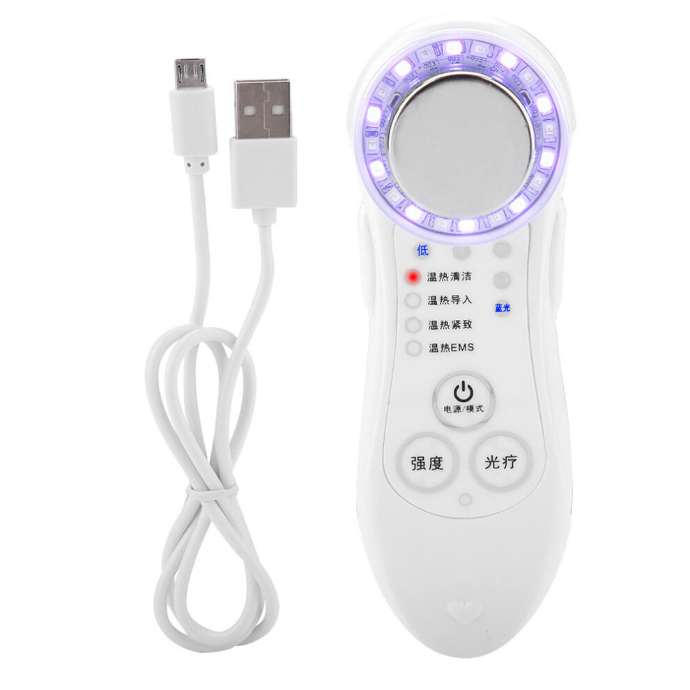 Red/Light Anti Aging Facial Massager Therapy Skin Care Tool Pore Refining Cooling Massage Head Usb Rechargeable Lifting And Tightening Device