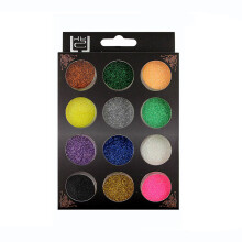 Nagelkunst-Dekoration, Körperglitzer, feines Glitzerpulver für Harzkunst, DIY-Bastelbedarf, Kosmetikset mit 12 Farben, versiegelte Verpackung,