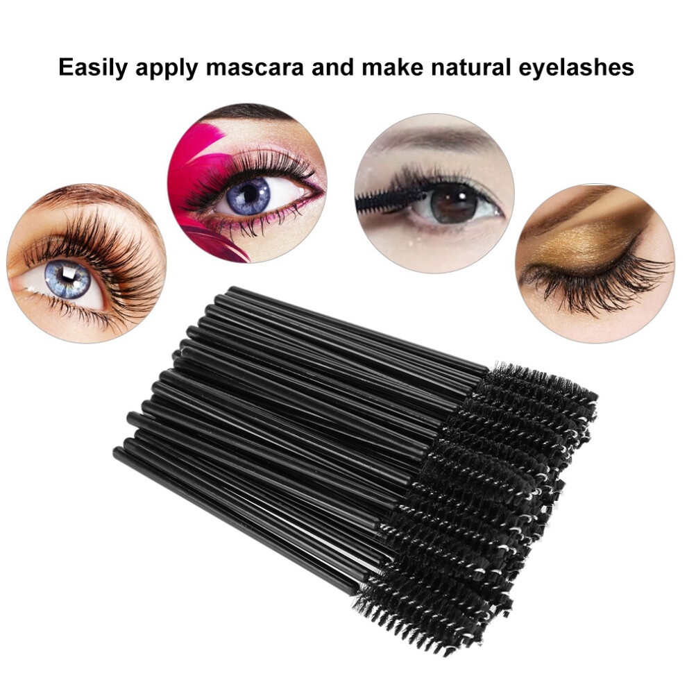 50Pcs Black Disposable Eyelash Wands Makeup Brush Mascara Applicator Set