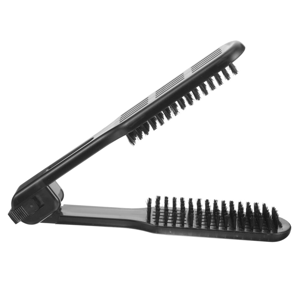 Heat Resistant Hair Straightening Comb With DoubleSided Bristles Ergonomic Clamp Brush For All Hair Types Portable Tool