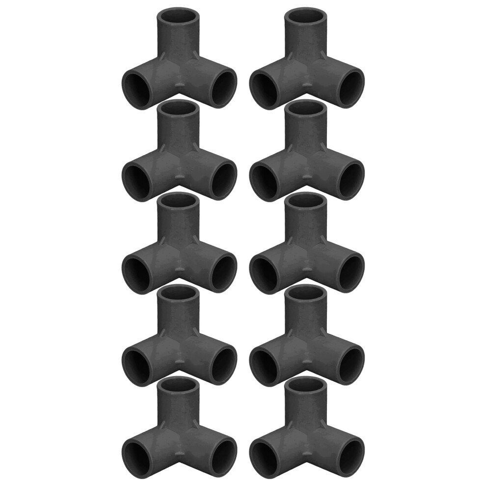 Set Of 10 Pvc Pipe Fittings 25Mm 3 Way Tee & Corner Elbow Connectors Black 4661375468640
