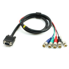 CCTV Camera HD15 Male VGA to 5 BNC Male Video Adapter Cables 1.1M HD15 To 5 BNC Cable VGA To BNC