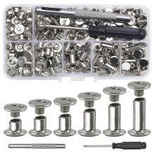Leather Rivets, M5 110 Set with Tools, 4-12mm Length Carbon Steel Screws