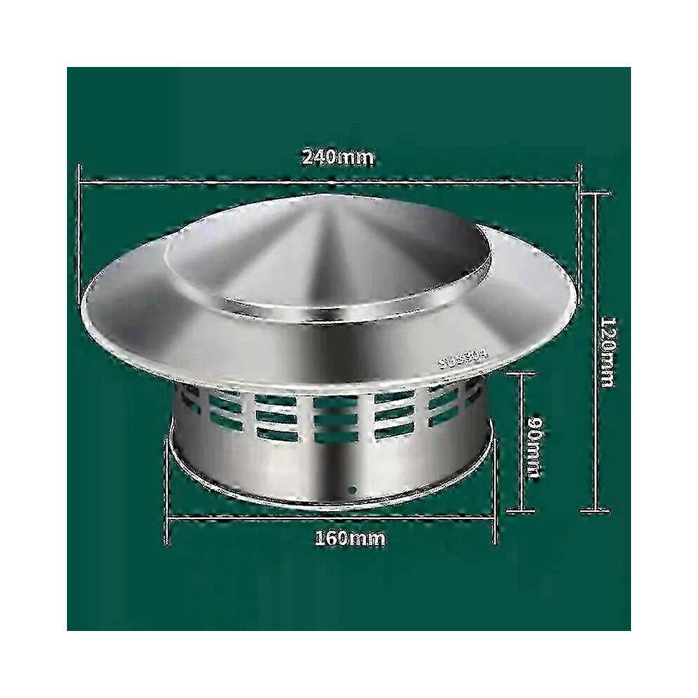 Chimney Rain Cap, 160Mm, Stainless Steel Material Birdproof Windproof Rainproof Temperature Resistant Rustproof 6901508071469