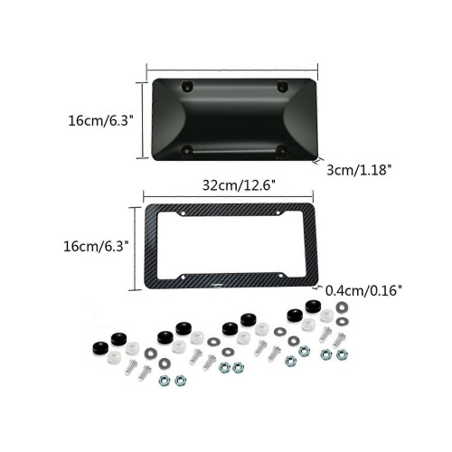 Quadro de placa de licença dianteira e traseira do carro, tipo B, quadro de proteção de fibra de carbono 12x6 polegadas universal 2