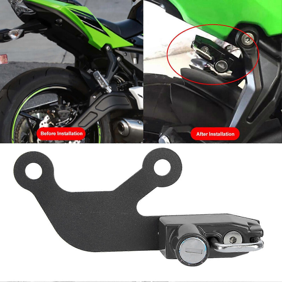 Helmet Lock For Ninja 650 Z 650 2017+, Aluminum Alloy Side Black 6901508075115