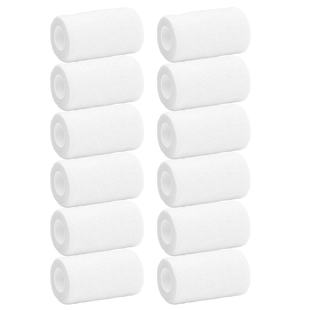 White 12Pcs Self Adhesive Bandage Wrap 10Cm Latex For Animals,