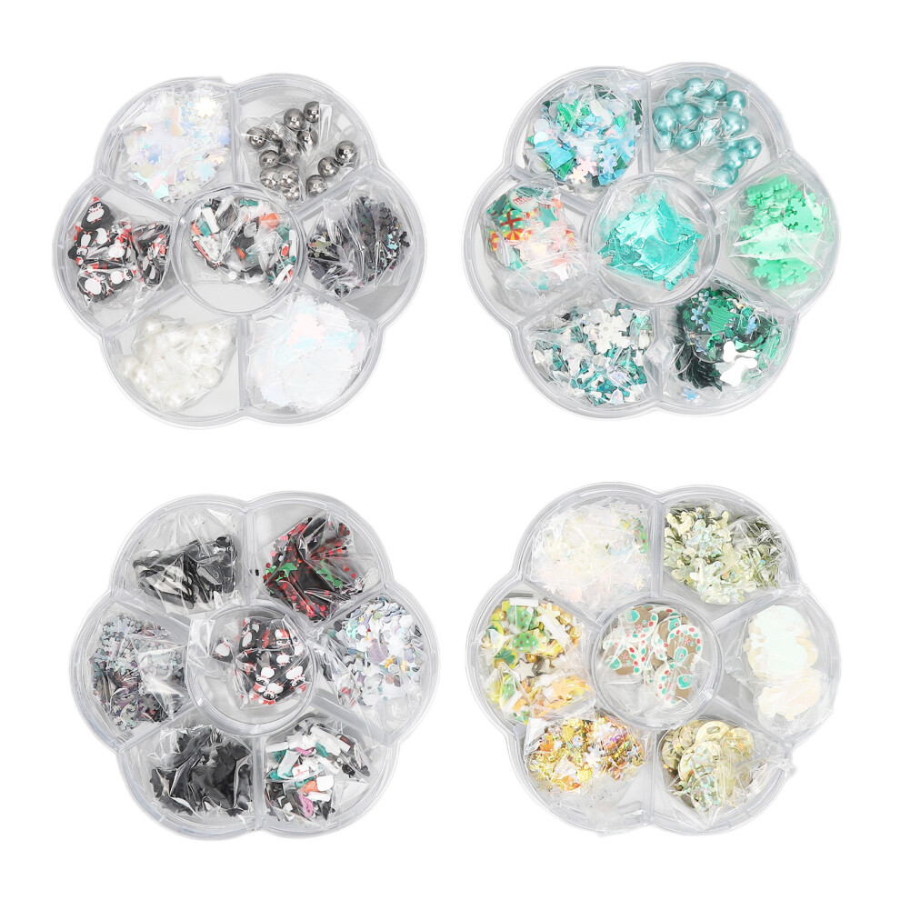3D Nail Design Decorations For Festive Manicures, Christmas Theme Nail Charms Including Snowflake And Tree Shapes Acrylic Polymer Clay Slices With