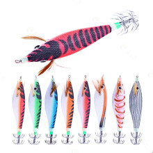 8Piece 9.6g 10cm Wooden Shrimp Lure Cuttlefish Jig For Squid Fishing Bait