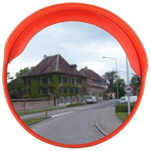 45cm Red Convex Traffic Mirror with WideAngle Shatterproof Lens for Outdoor Blind Spot Safety
