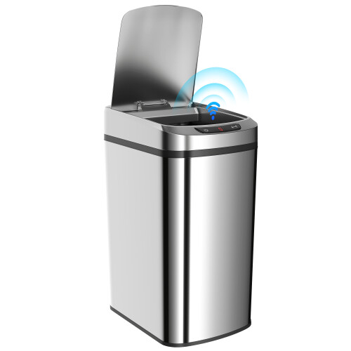 Homcom (Silver) HOMCOM 12L Sensor Bin, Automatic Touchless Motion Sensor Kitchen Bin 1