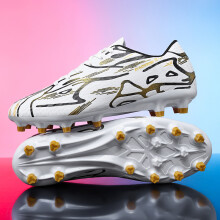 (WhiteGold-FG, 38) New Men Soccer Shoes Sport Training Football Boots Soft Ultralight Breathable Professional Sneakers