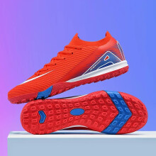 (Red TF, 35) New Men Football Boots Adult Training Sport Soccer Shoes Cleats Boys Outdoor Long Spikes Non Slip Breathable Match