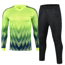 (Pant Green 1 set, XS Height 140-150CM) Men Kid Soccer Shirt Goalkeeper Uniform Long Sleeve Football Training Soccer Jersey Pant Soccer Short