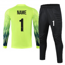 (Pant Green Custom, 4XL Height 185-190CM) Men Kid Soccer Shirt Goalkeeper Uniform Long Sleeve Football Training Soccer Jersey Pant Soccer Short