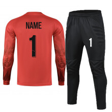 (Pant Red Custom, 2XS Height 130-140CM) Men Kid Soccer Shirt Goalkeeper Uniform Long Sleeve Football Training Soccer Jersey Pant Soccer Short